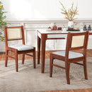 Wooden Kitchen Chairs with Cane Back Rubber Wood Frame and Padded Seat-Coffee by LJGDeals