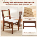 Wooden Kitchen Chairs with Cane Back Rubber Wood Frame and Padded Seat-Coffee by LJGDeals