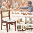 Wooden Kitchen Chairs with Cane Back Rubber Wood Frame and Padded Seat-Coffee by LJGDeals