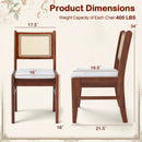 Wooden Kitchen Chairs with Cane Back Rubber Wood Frame and Padded Seat-Coffee by LJGDeals