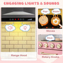 Wooden Pretend Play Kitchen with Ice Maker Range Hood and Blackboard-Pink by LJGDeals