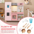 Wooden Pretend Play Kitchen with Ice Maker Range Hood and Blackboard-Pink by LJGDeals