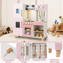 Wooden Pretend Play Kitchen with Ice Maker Range Hood and Blackboard-Pink by LJGDeals