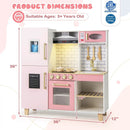 Wooden Pretend Play Kitchen with Ice Maker Range Hood and Blackboard-Pink by LJGDeals