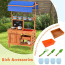 Wooden Pretend Play Kitchen with Height Adjustable Canopy for Kids-Natural by LJGDeals