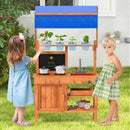 Wooden Pretend Play Kitchen with Height Adjustable Canopy for Kids-Natural by LJGDeals