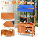 Wooden Pretend Play Kitchen with Height Adjustable Canopy for Kids-Natural by LJGDeals