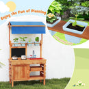Wooden Pretend Play Kitchen with Height Adjustable Canopy for Kids-Natural by LJGDeals