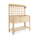 Wooden Raised Garden Bed with Wheels Trellis and Storage Shelf by DirectDeals