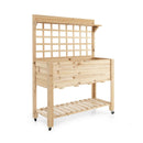 Wooden Raised Garden Bed with Wheels Trellis and Storage Shelf by LJGDeals