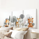 Forest Animal Nursery Decor. Cute Fox Fawn Bear Print Set by Wall Art Set