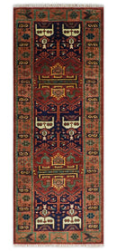 Wool Traditional Antique Style Wool Red and Blue Area Rug