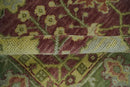 Wool Traditional Brown, Green and Beige 8x10 Floral Hand knotted Oushak Area Rug by The Rug Decor