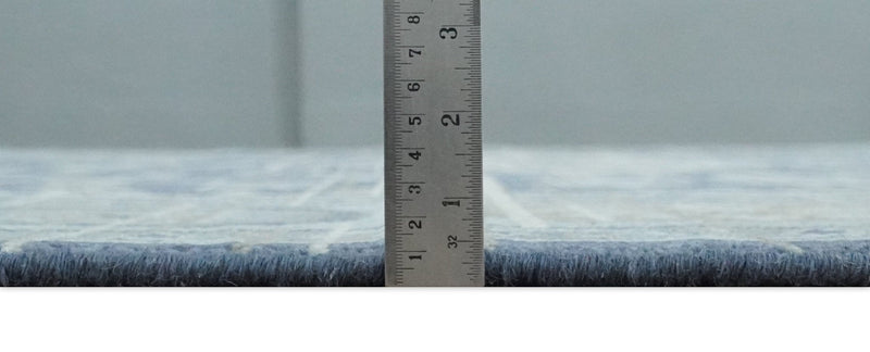 Woolen 8x10 Navy Blue and Beige Traditional Hand Knotted Wool Area Rug