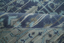 Woolen 8x10 Navy Blue and Beige Traditional Hand Knotted Wool Area Rug