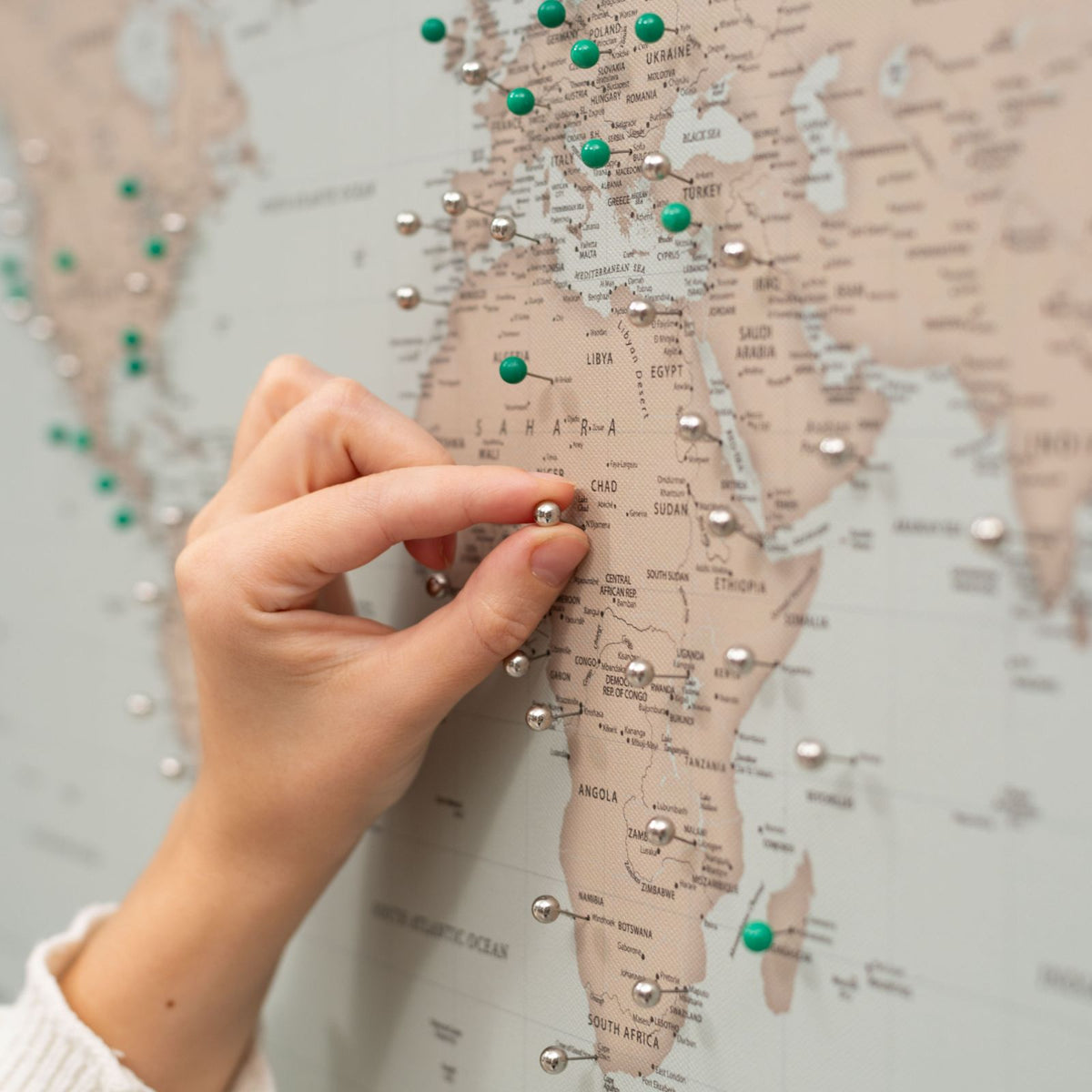 World Map on Canvas - Antique, photo 2 of 14