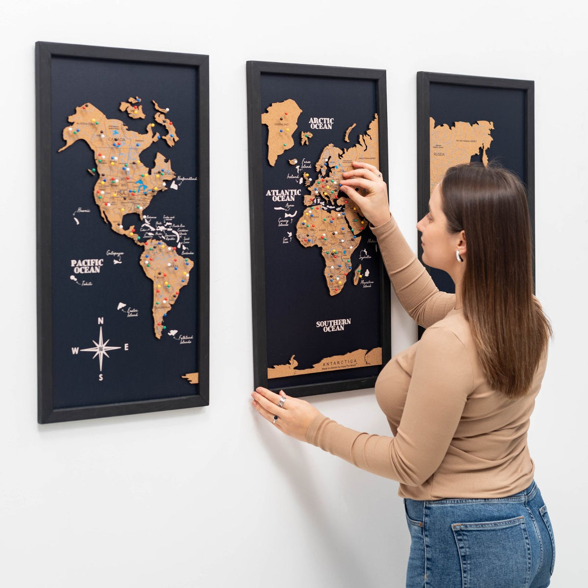 Cork world map triptych - Black, photo 9 of 14
