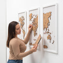 Cork world map triptych - White