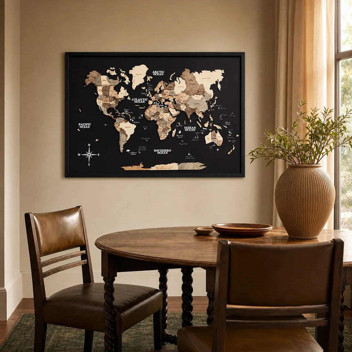 3D Wooden Panel World Map - Smokey, photo 12 of 17