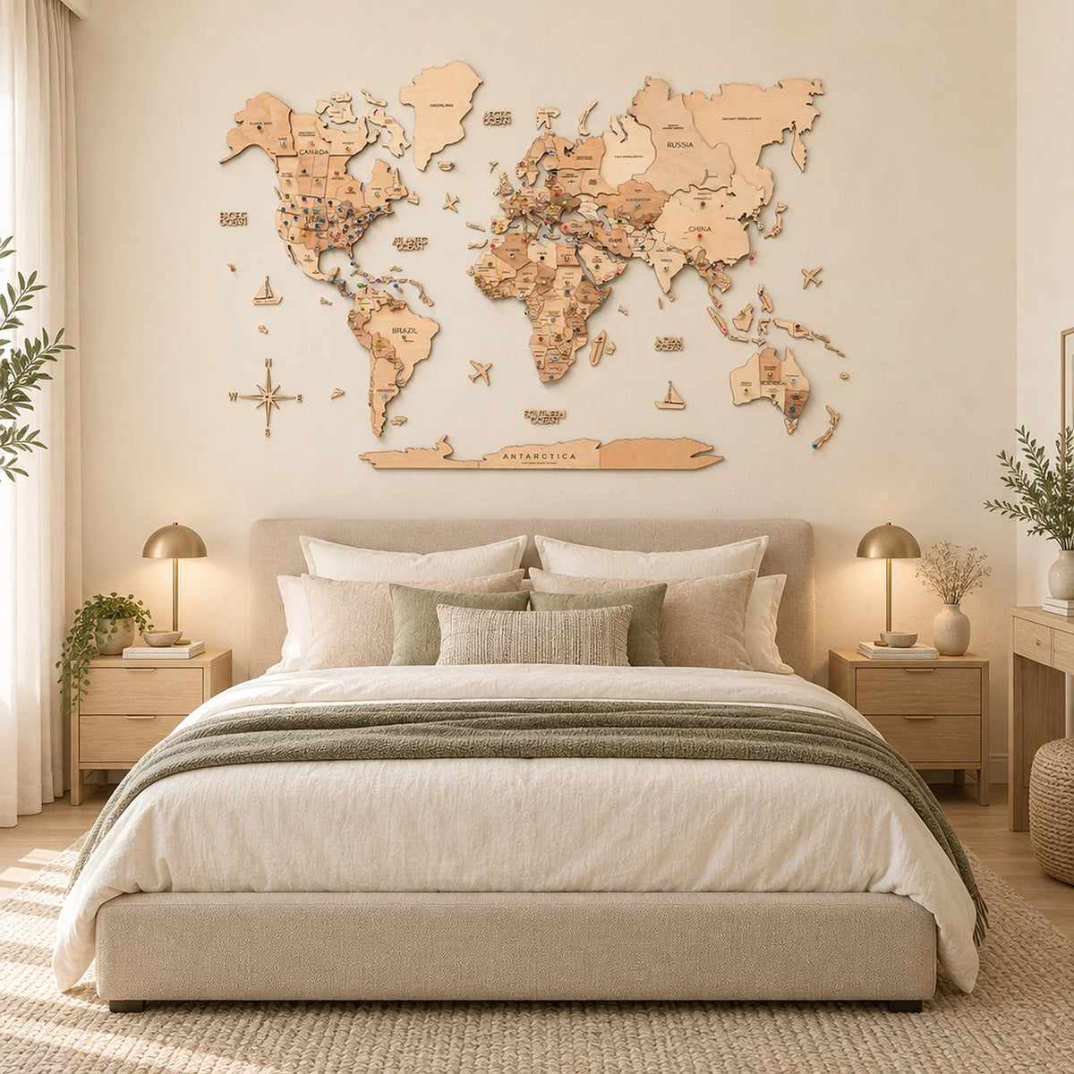 3D Wooden World Map Gold, photo 8 of 22