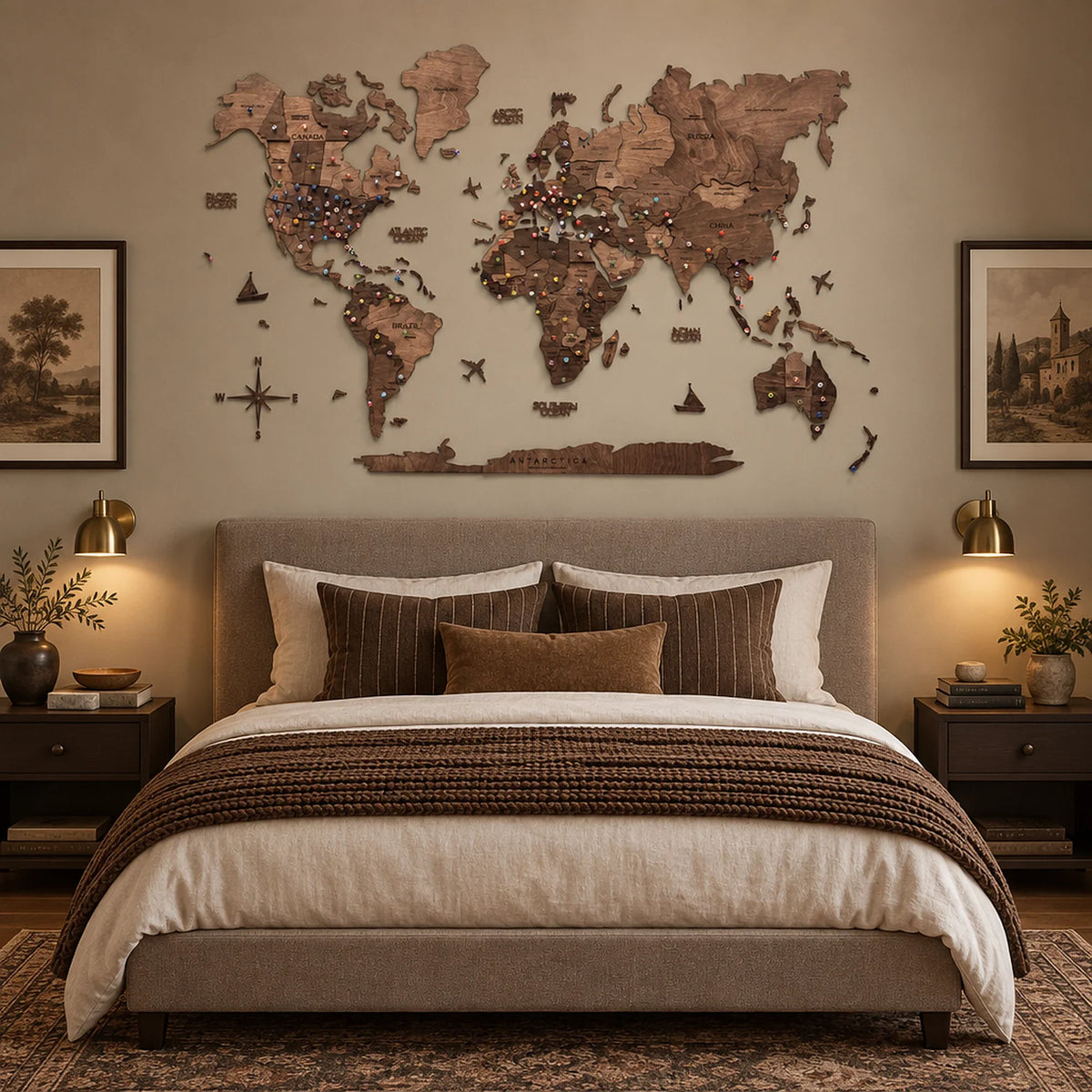 3D Wooden World Map Dark Walnut, photo 9 of 22