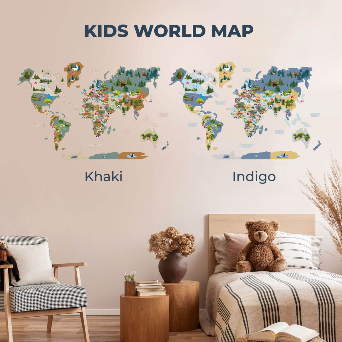 Animal World Map Indigo, photo 4 of 15