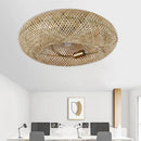GobekUsa Bamboo Ceiling Fan with Lights Remote Control 50cm Retractable Silent Blades