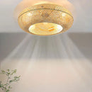 GobekUsa 50cm Bamboo Ceiling Fan with Lights, Remote Control, Retractable Blades, Silent Operation
