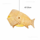 GobekUsa Bamboo Fish Art Pendant Lights - Nordic LED Fixture for Kitchen & Living Room