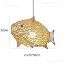 GobekUsa Bamboo Fish Art Pendant Lights - Nordic LED Fixture for Kitchen & Living Room