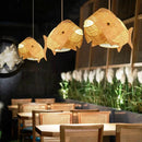 GobekUsa Bamboo Fish Art Pendant Lights - Nordic LED Fixture for Kitchen & Living Room