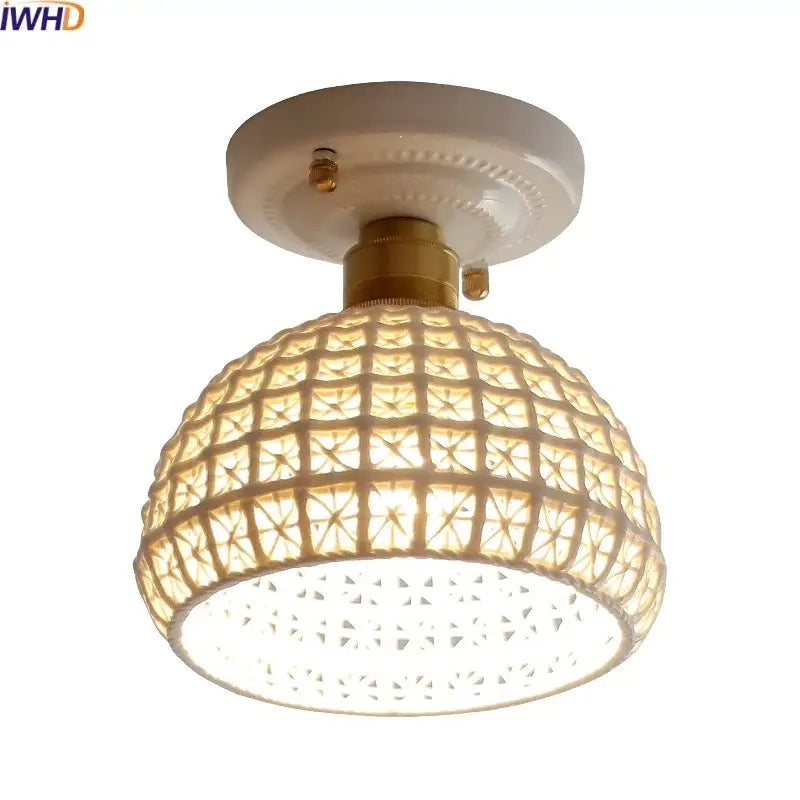 GobekUsa Ceramic LED Ceiling Lamp Indoor Lighting Semi-Circular Light Fixture