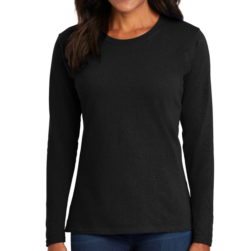 Women's Big Size Port & Company Long Sleeve Cotton T-Shirt