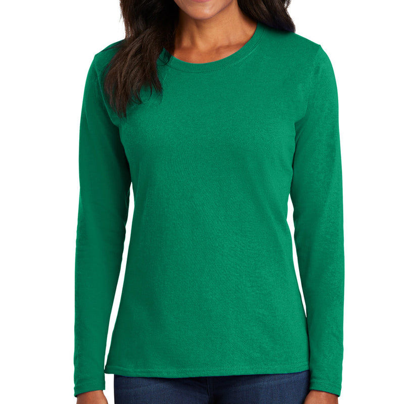 Women's Big Size Port & Company Long Sleeve Cotton T-Shirt