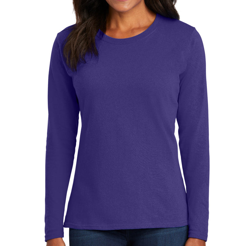 Women's Big Size Port & Company Long Sleeve Cotton T-Shirt