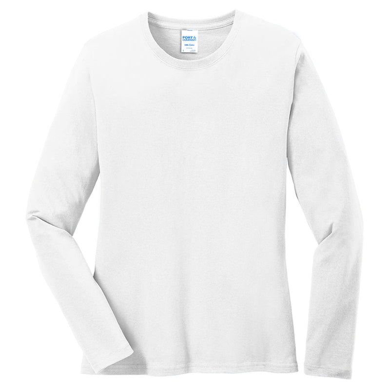 Women's Big Size Port & Company Long Sleeve Cotton T-Shirt