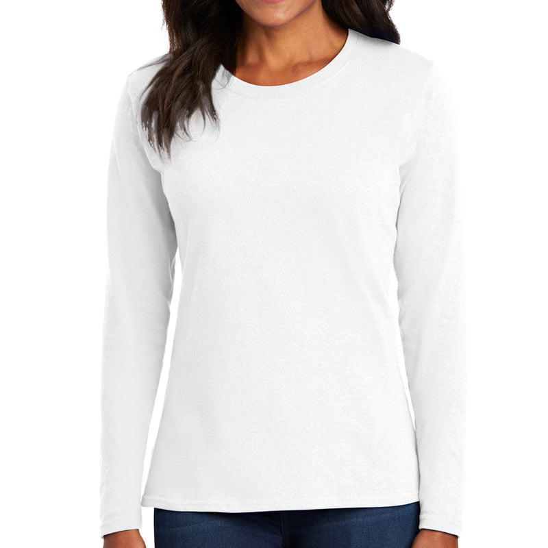 Women's Big Size Port & Company Long Sleeve Cotton T-Shirt