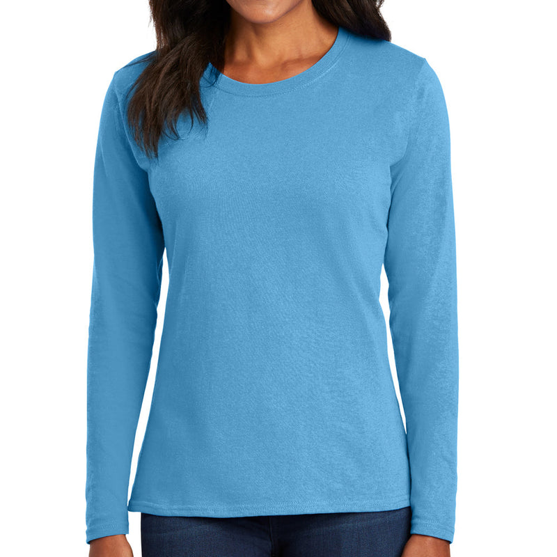 Women's Big Size Port & Company Long Sleeve Cotton T-Shirt