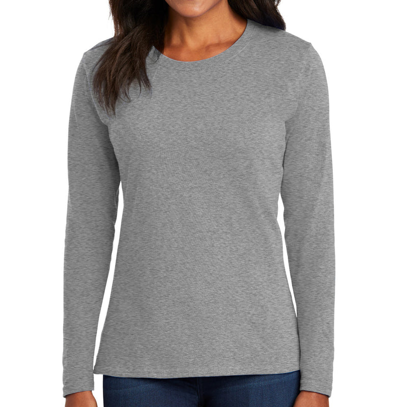 Women's Big Size Port & Company Long Sleeve Cotton T-Shirt