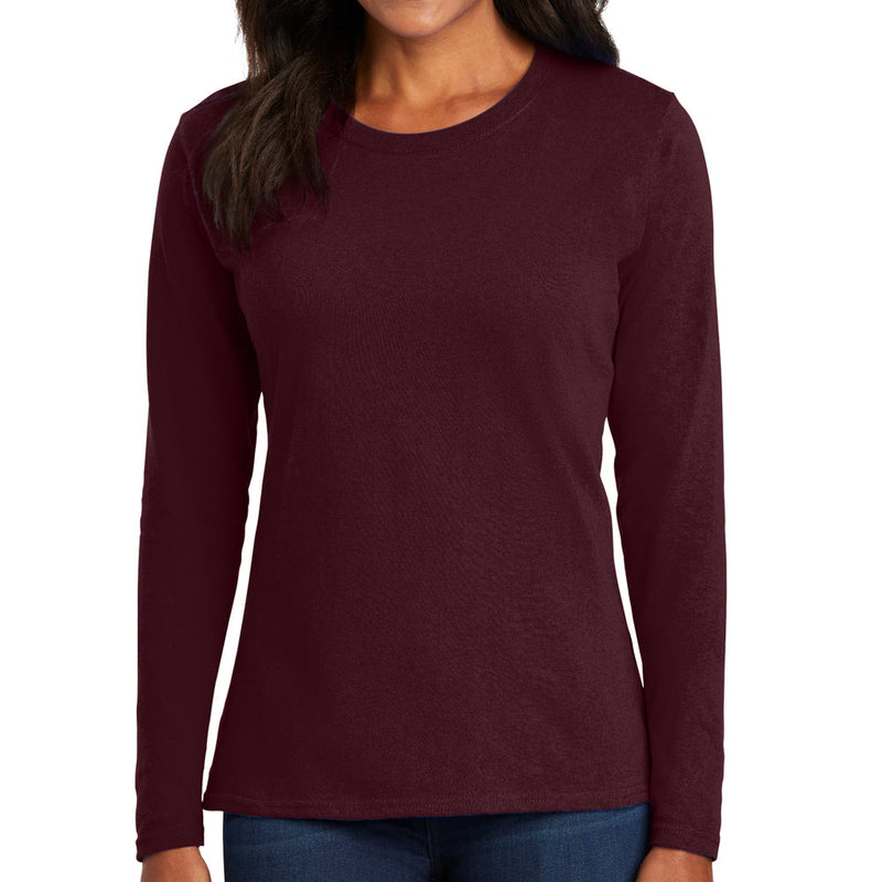 Women's Big Size Port & Company Long Sleeve Cotton T-Shirt