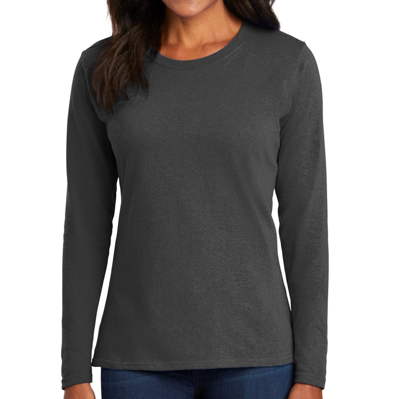 Women's Big Size Port & Company Long Sleeve Cotton T-Shirt