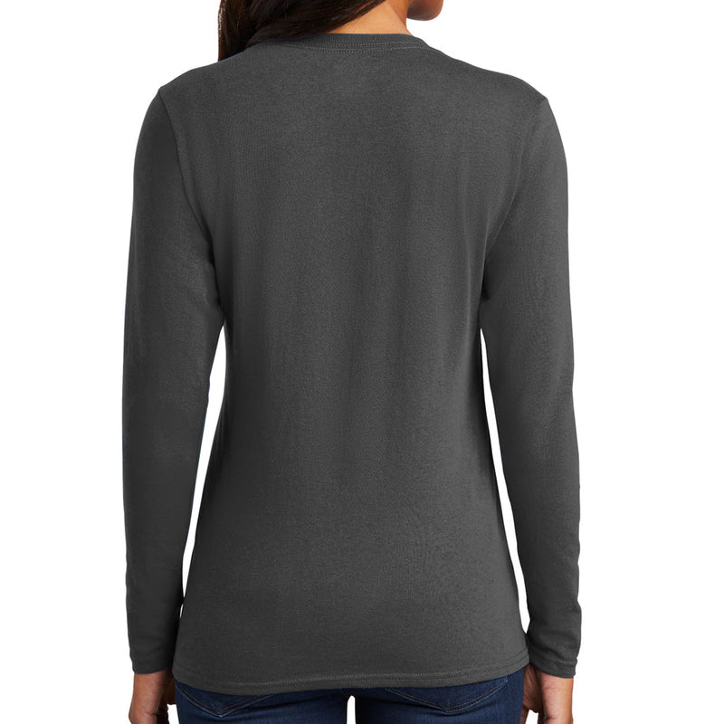 Women's Big Size Port & Company Long Sleeve Cotton T-Shirt