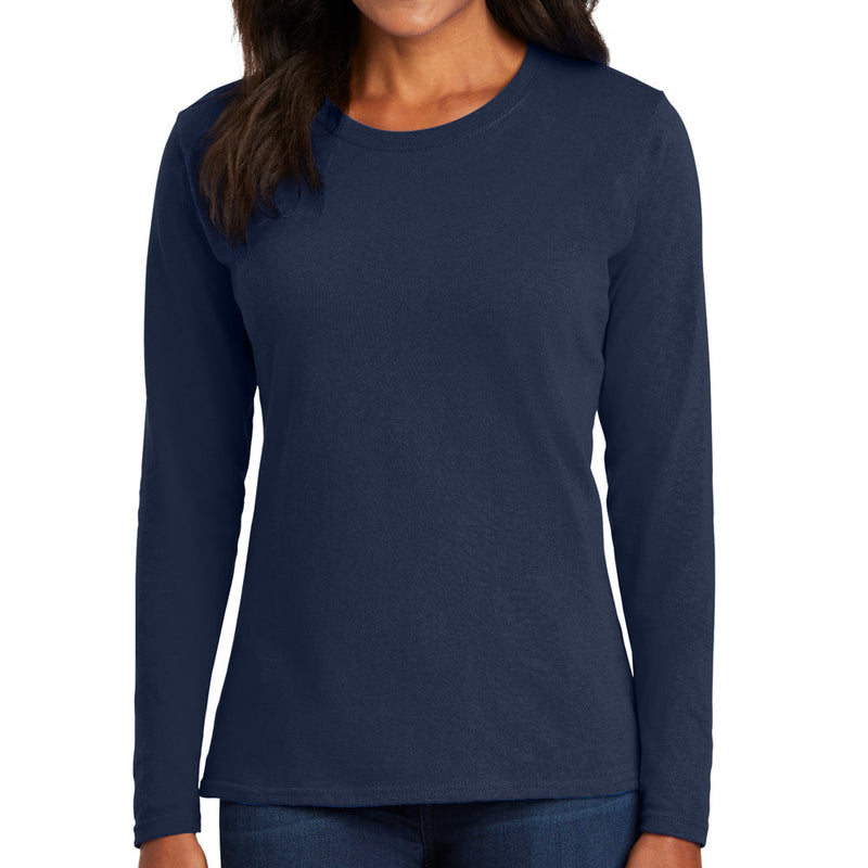 Women's Big Size Port & Company Long Sleeve Cotton T-Shirt