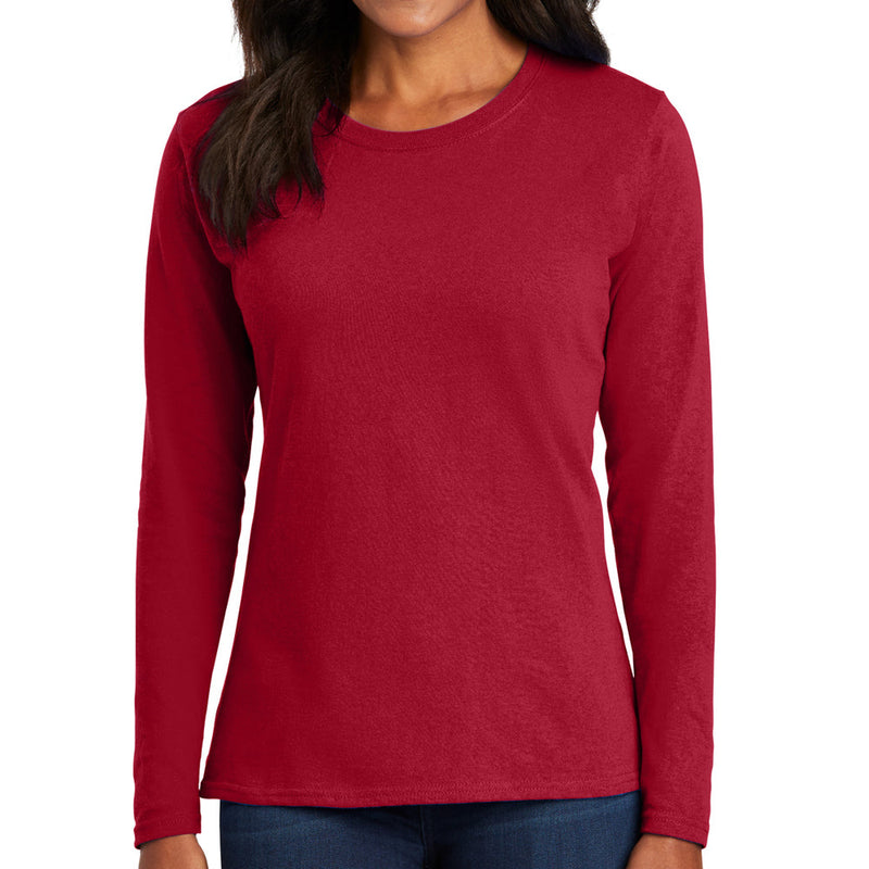 Women's Big Size Port & Company Long Sleeve Cotton T-Shirt