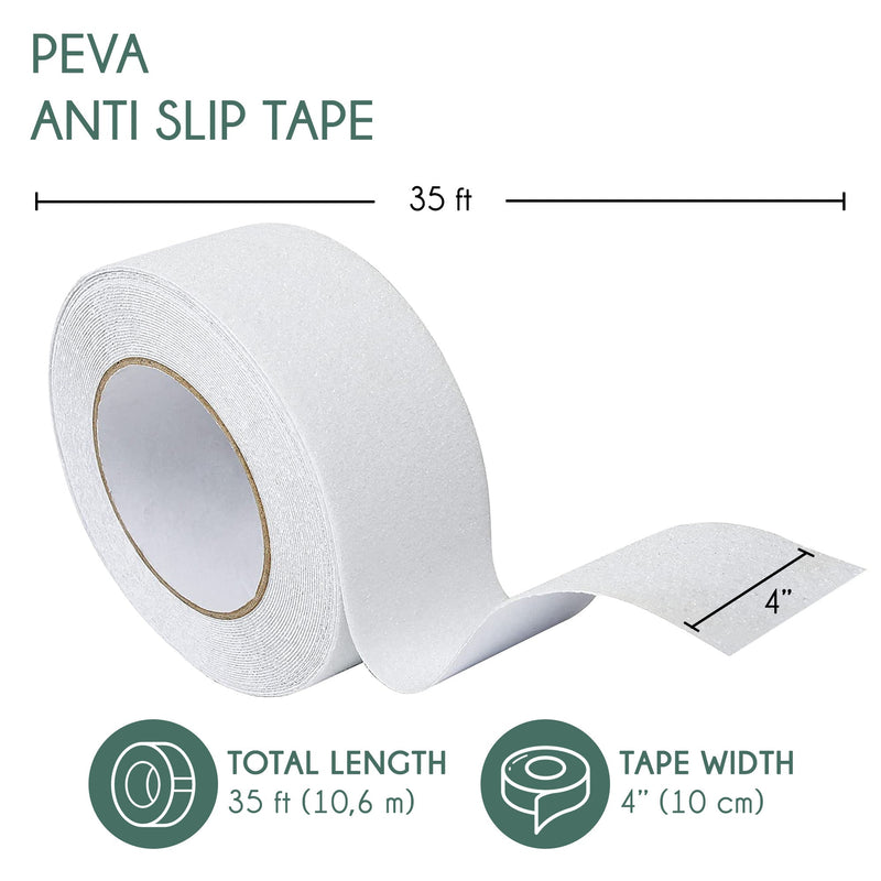 Non-Slip Grip Tape - Waterproof Non-Skid Adhesive Tape For Stairs - 4"X35' Roll, Clear