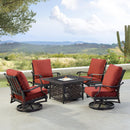 Black Aluminum Fire Table Set with Four Club Chairs