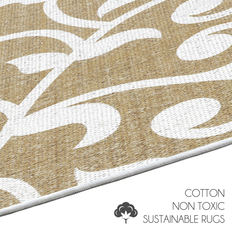 Floral Design 3 Piece Bathroom Rugs Set |Beige