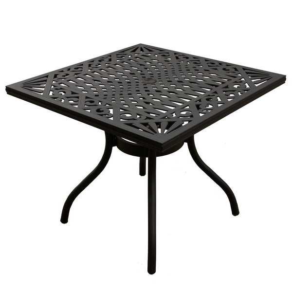 Outdoor Aluminum 5pc Square Black Patio Dining Set with Four Chairs, photo 2 of 7