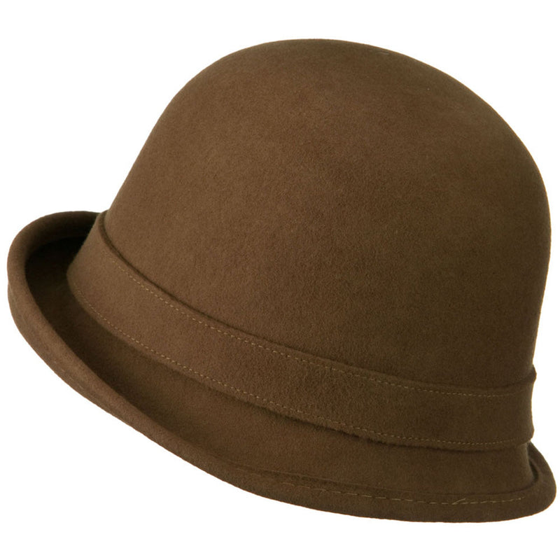 Cloche Wool Felt Lily Accent with Rhinestone Stem Hat