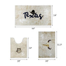 US States Texas Design 3 Piece Bathroom Rugs Set | Beige